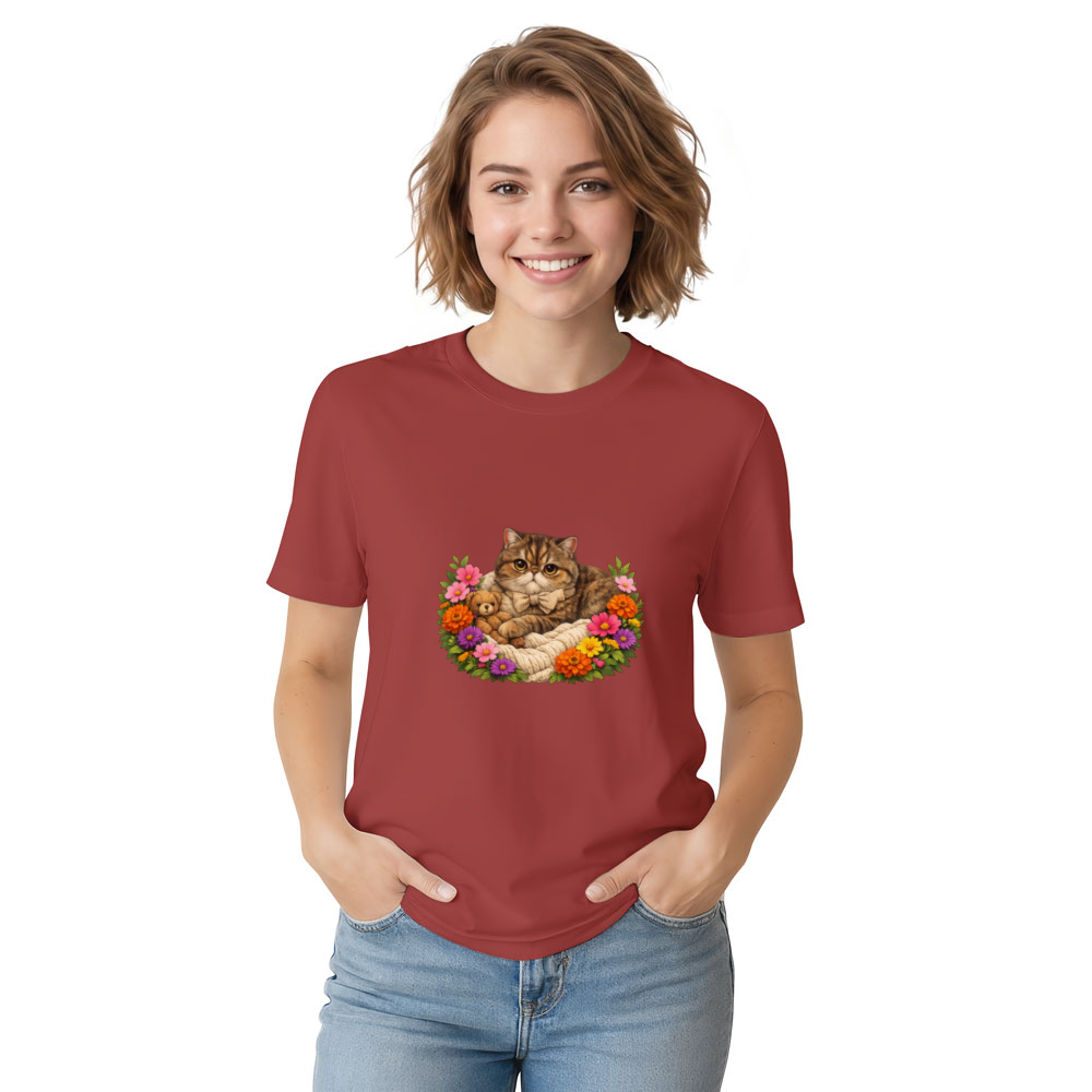 Midnight Floral Exotic Shorthair Illustration Graphic T-Shirt