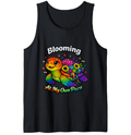 Smiling Turtle Blooming Neon Pop-Art Unisex Tanktop - Mental Health Awareness