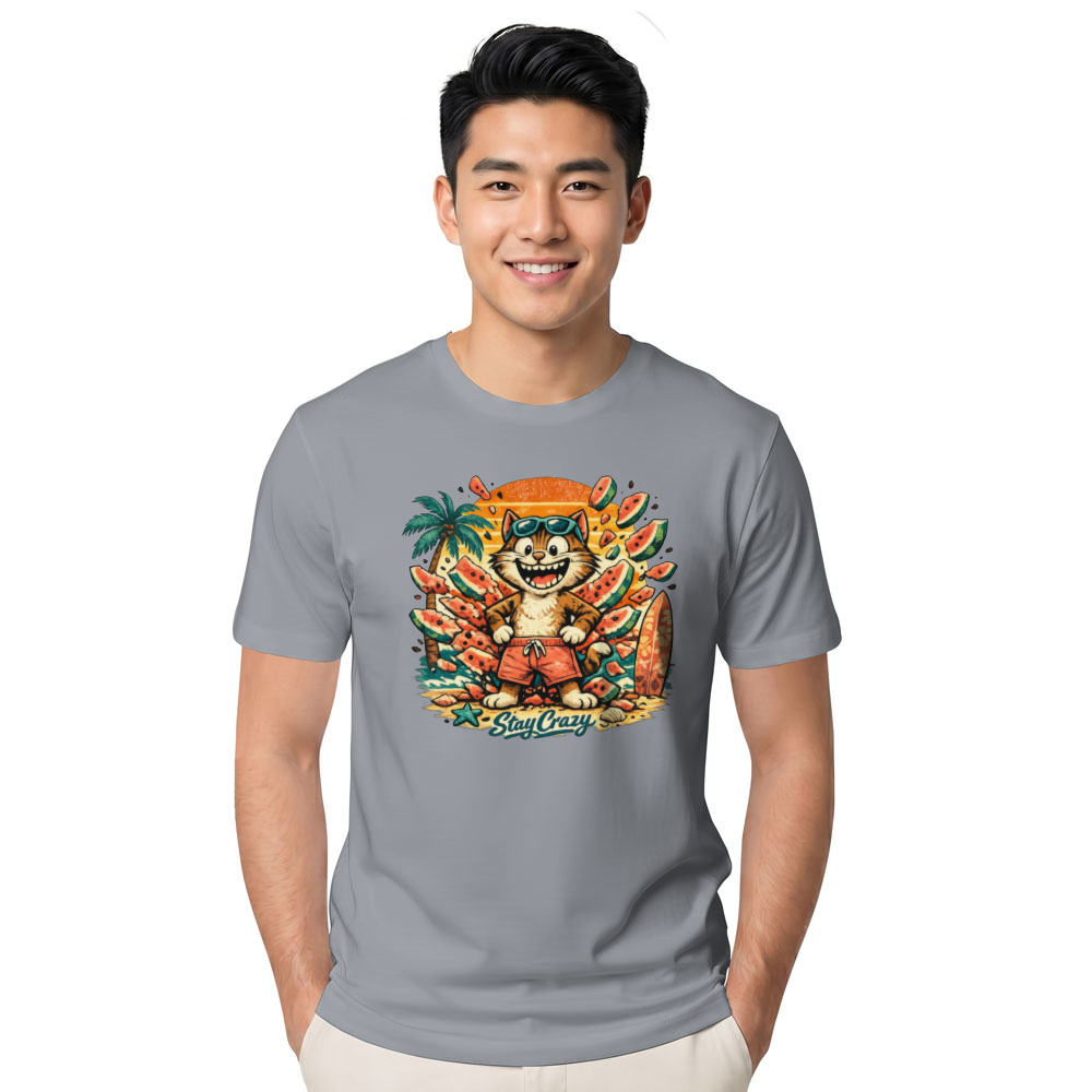Shocked Cartoon Cat Graphic T-Shirt - Ironic Summer Streetwear for Gen Z & Millennials