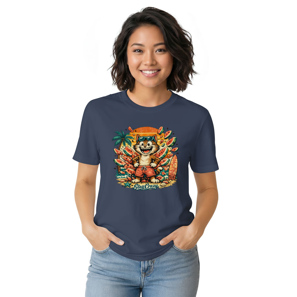 Shocked Cartoon Cat Graphic T-Shirt - Ironic Summer Streetwear for Gen Z & Millennials