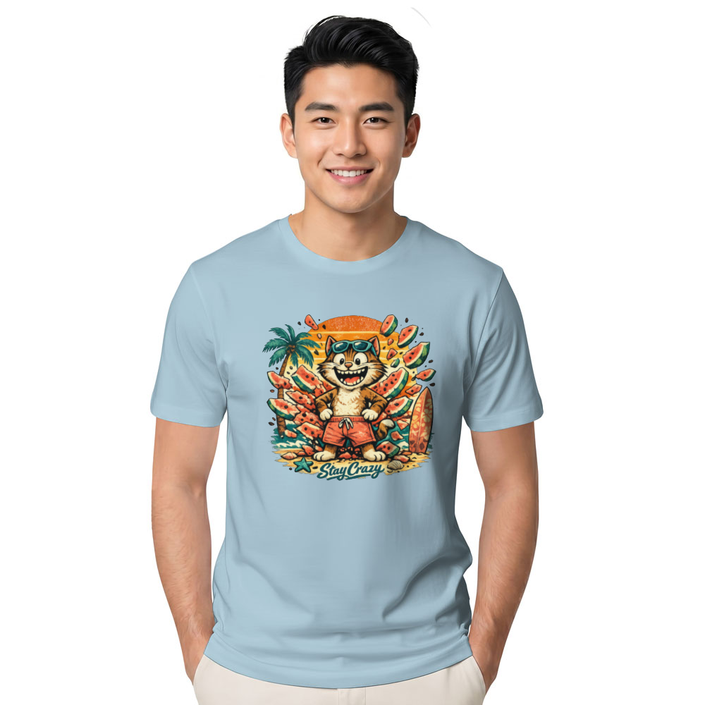 Shocked Cartoon Cat Graphic T-Shirt - Ironic Summer Streetwear for Gen Z & Millennials