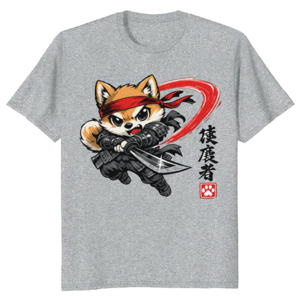 Crimson Slash Shiba Samurai T-Shirt - Manga Fans