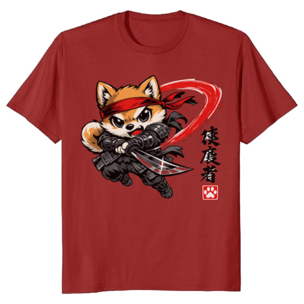 Crimson Slash Shiba Samurai T-Shirt - Manga Fans