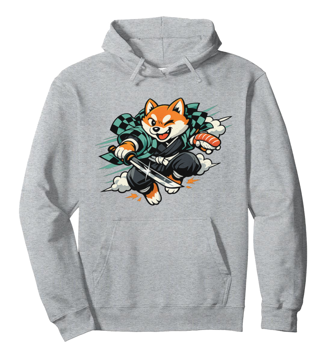 Shiba Samurai Pullover Hoodie - Retro Anime Streetwear Fans