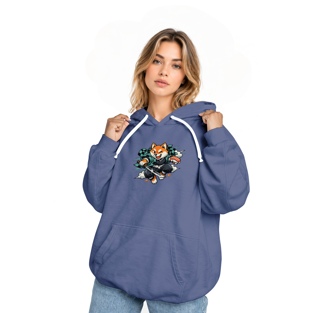 Shiba Samurai Pullover Hoodie - Retro Anime Streetwear Fans