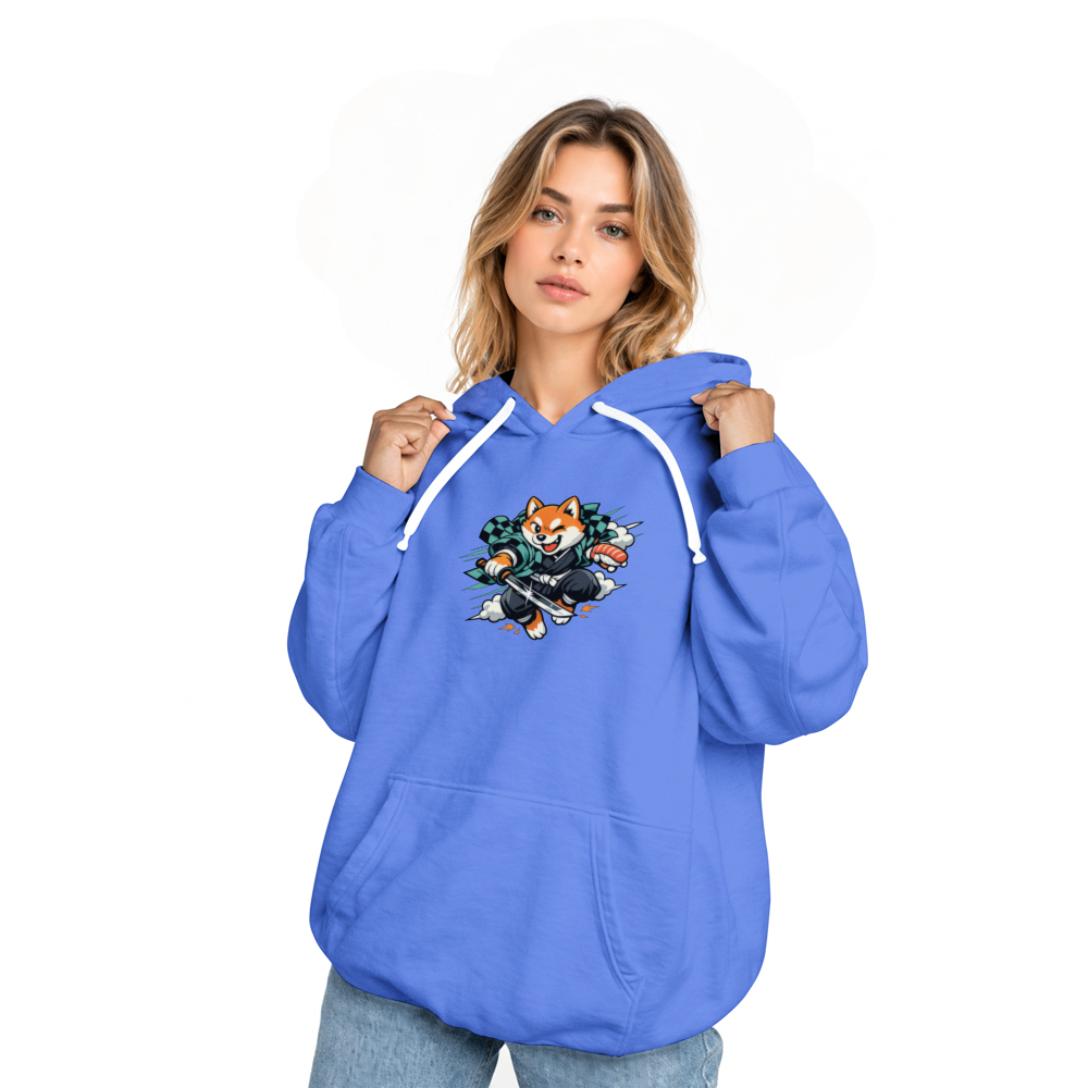 Shiba Samurai Pullover Hoodie - Retro Anime Streetwear Fans