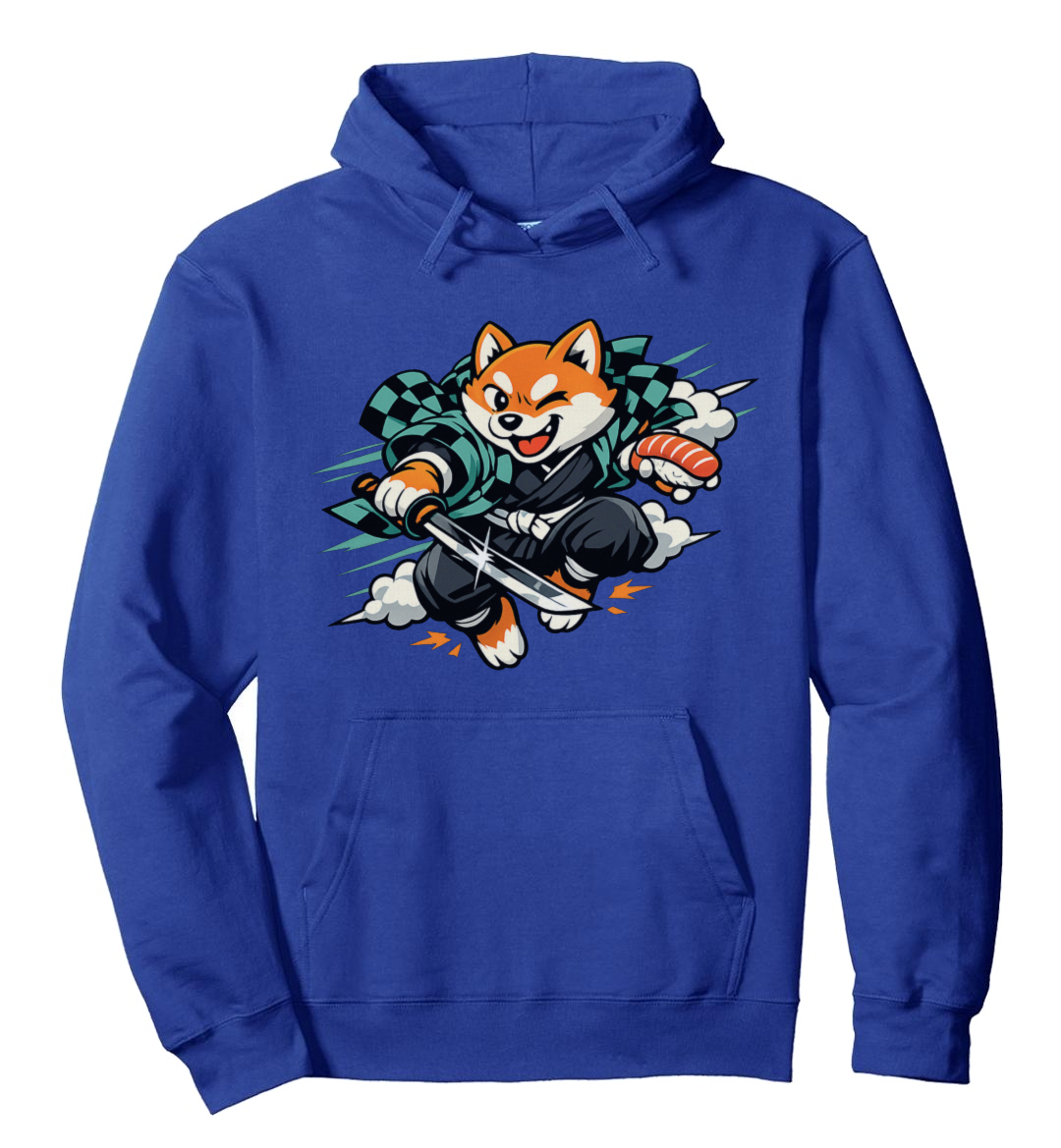 Shiba Samurai Pullover Hoodie - Retro Anime Streetwear Fans
