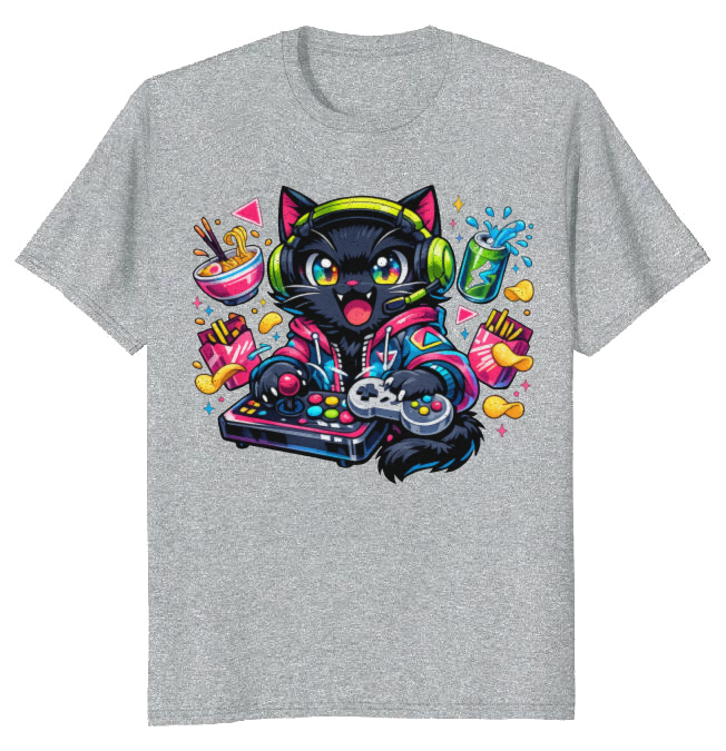 Anime Otaku Cat T-Shirt - Late-Night Otaku Gamers