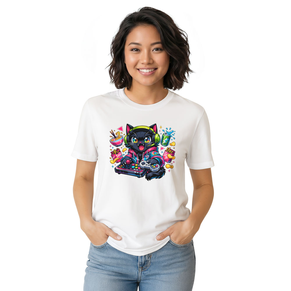 Anime Otaku Cat T-Shirt - Late-Night Otaku Gamers