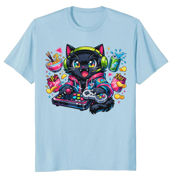 Anime Otaku Cat T-Shirt - Late-Night Otaku Gamers