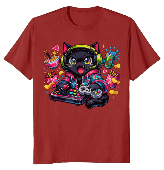 Anime Otaku Cat T-Shirt - Late-Night Otaku Gamers