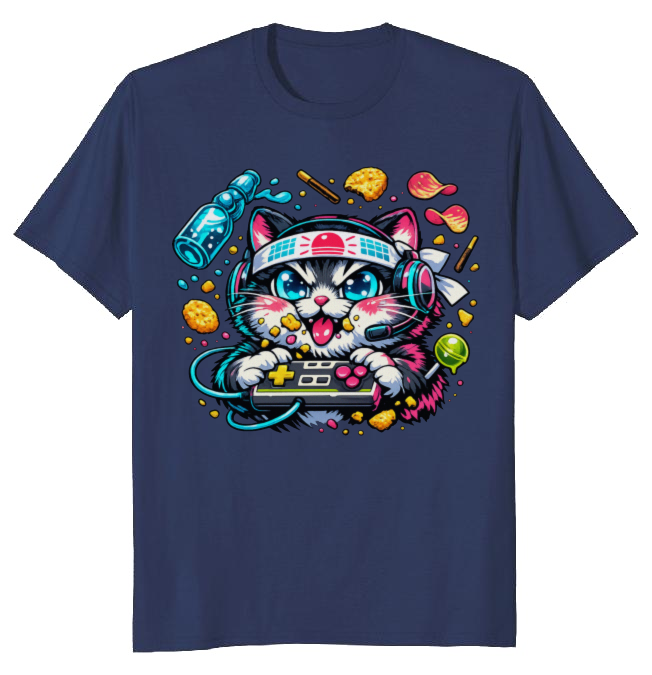 Retro Japanese Cat T-Shirt - Retro Gamers And Otaku Snack Fans