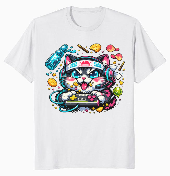 Retro Japanese Cat T-Shirt - Retro Gamers And Otaku Snack Fans