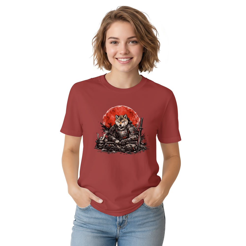 Victorious Shiba Ronin in Sumi-e Illustration Graphic T-Shirt