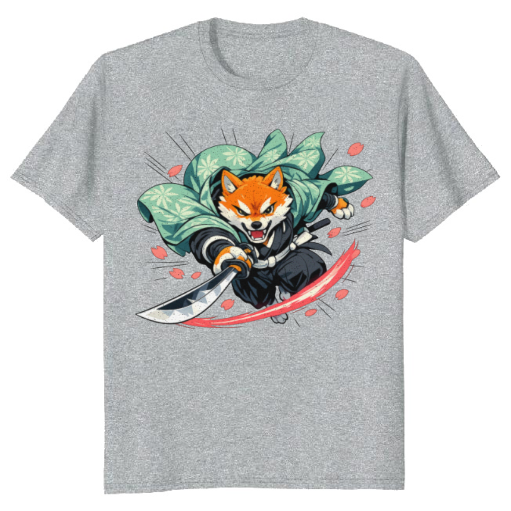 Shiba Samurai T-Shirt - Retro Anime Streetwear & Convention Wear