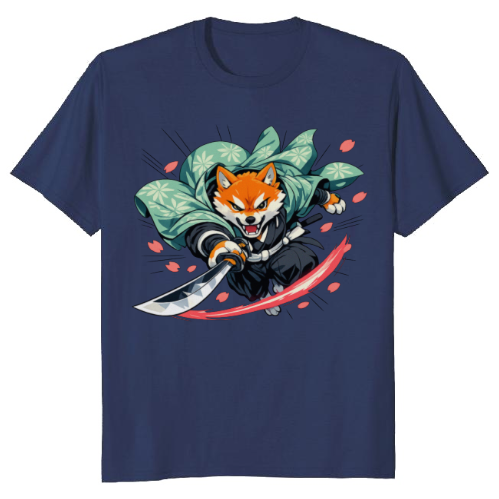 Shiba Samurai T-Shirt - Retro Anime Streetwear & Convention Wear