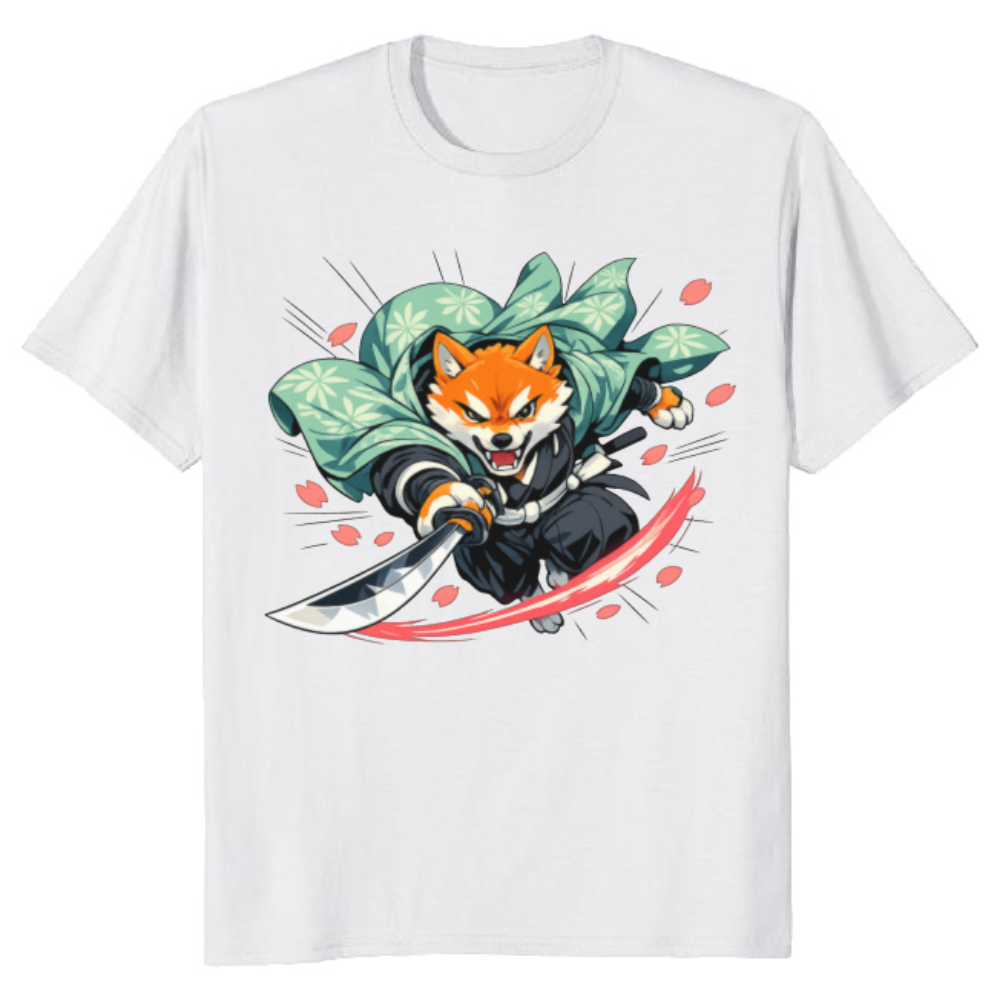 Shiba Samurai T-Shirt - Retro Anime Streetwear & Convention Wear
