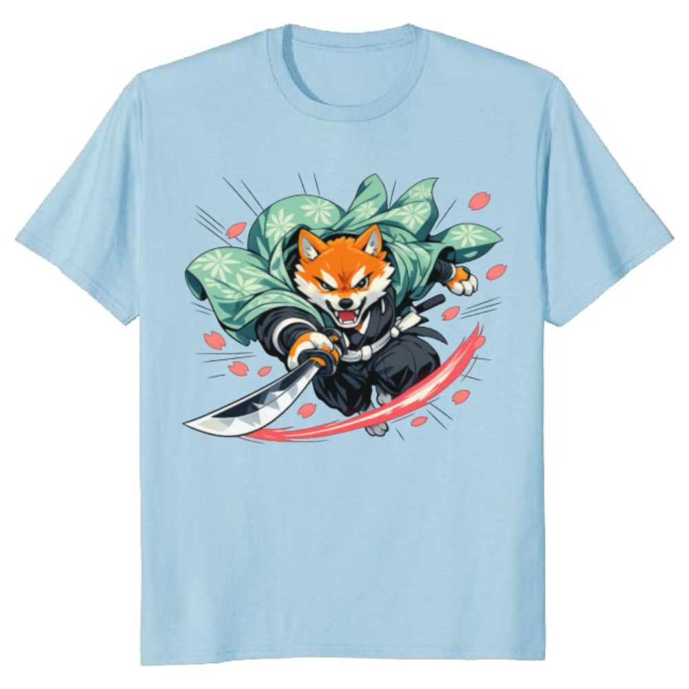 Shiba Samurai T-Shirt - Retro Anime Streetwear & Convention Wear