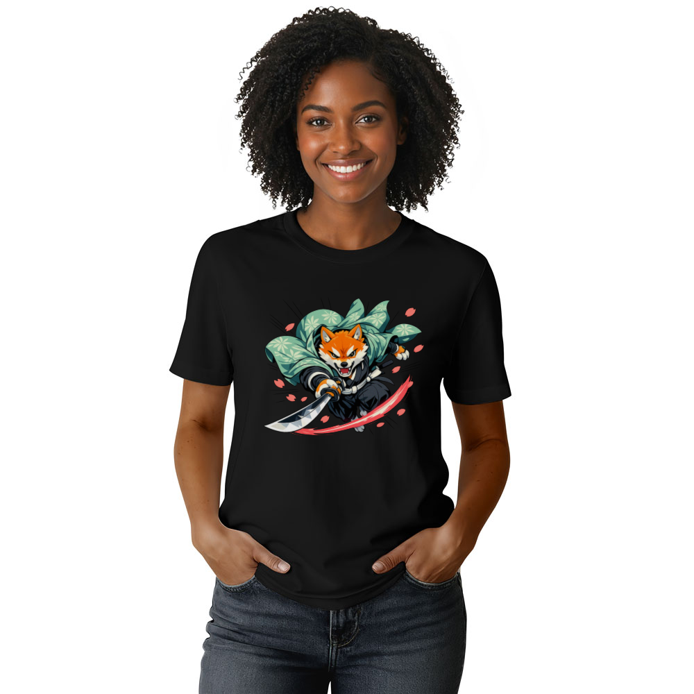Retro Anime Shiba Sneak Attack in Samurai Armor T-Shirt