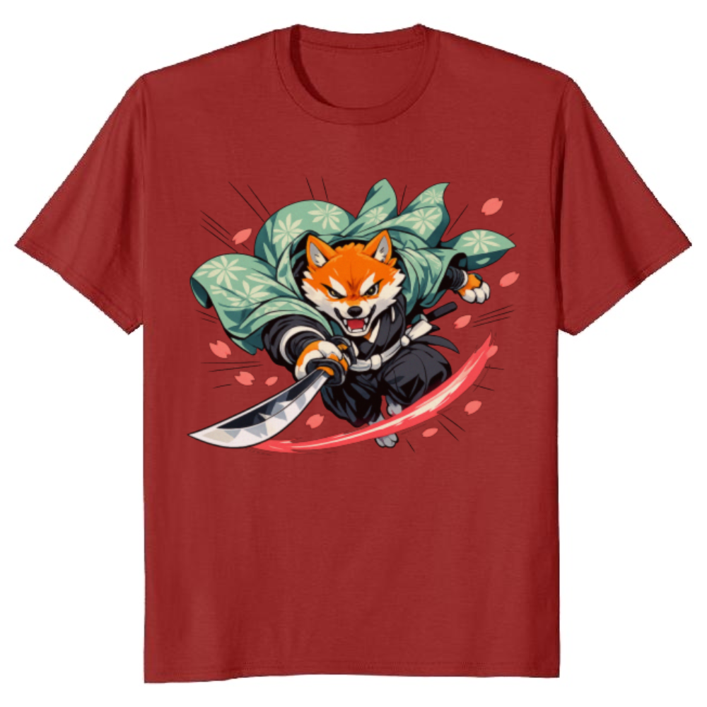Shiba Samurai T-Shirt - Retro Anime Streetwear & Convention Wear