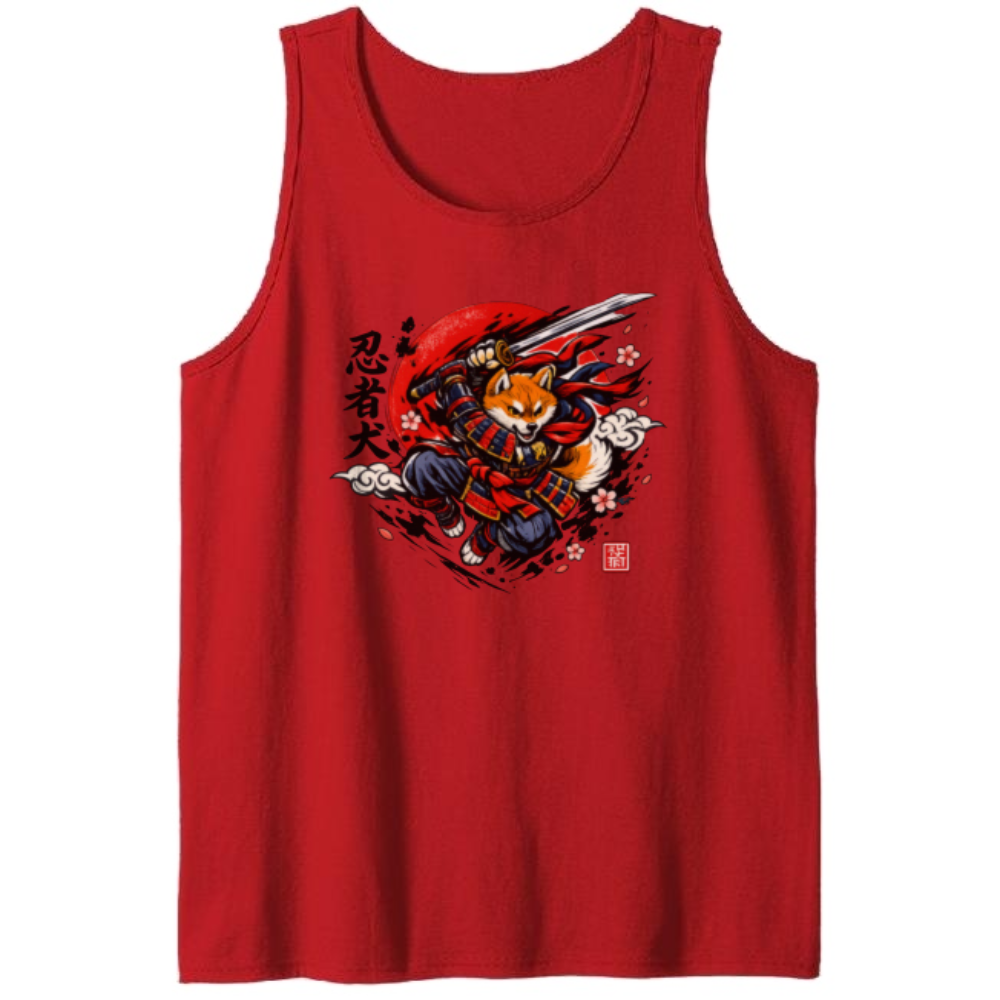 Crimson Leap Anime Shiba Samurai Unisex Tank Top