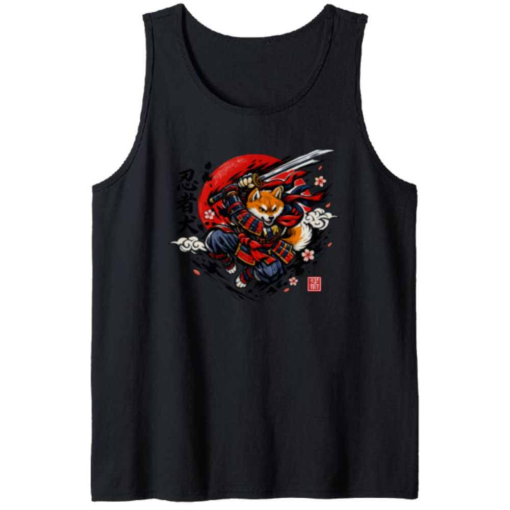 Crimson Leap Anime Shiba Samurai Unisex Tank Top