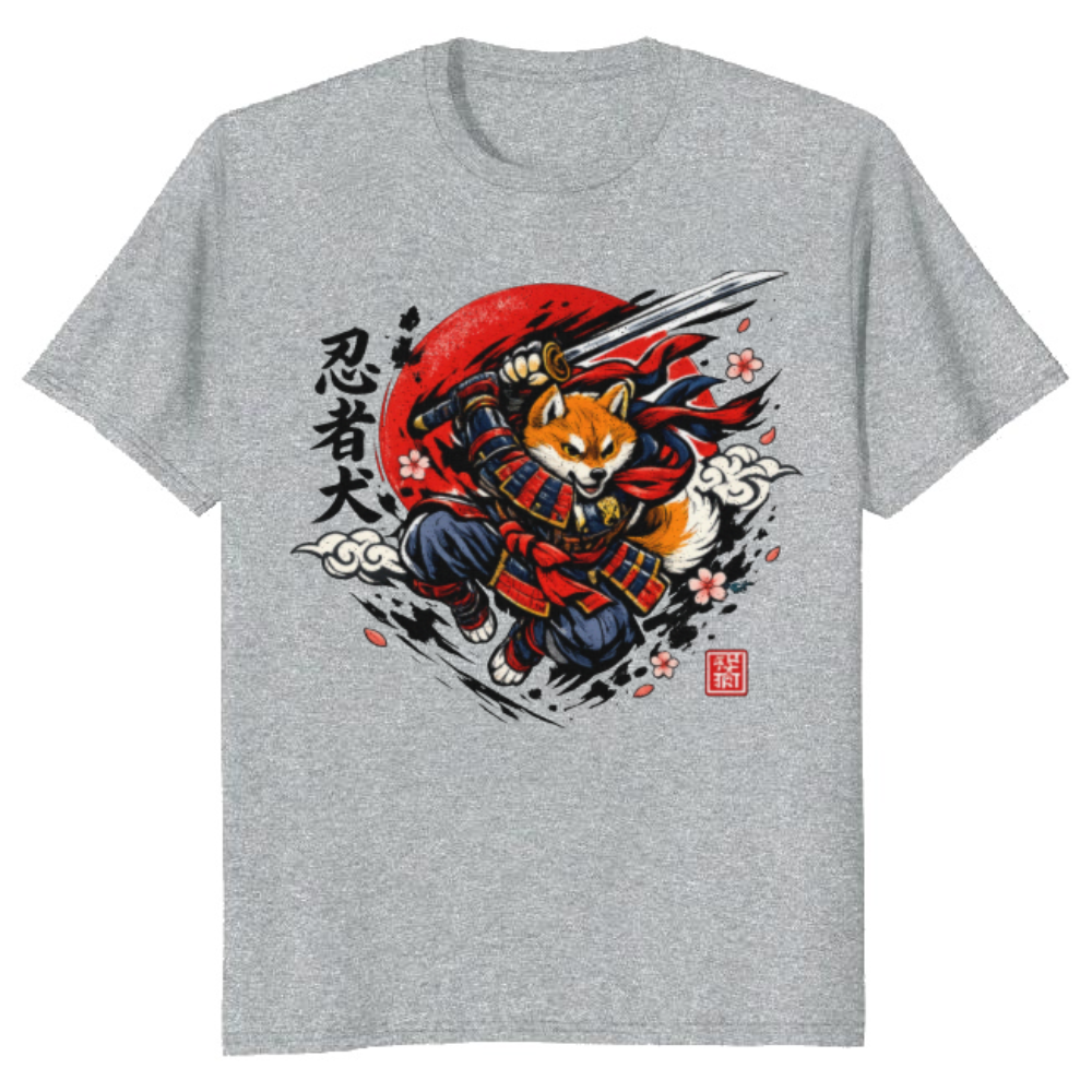 Shiba Samurai Graphic T-Shirt - Gift for Shiba Inu and Samurai Fans