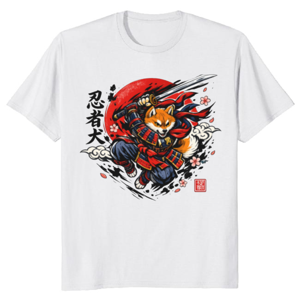 Shiba Samurai Graphic T-Shirt - Gift for Shiba Inu and Samurai Fans