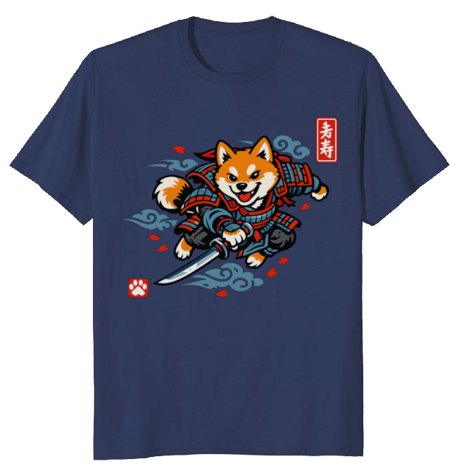 Ukiyo-e Shiba Samurai Sneak Attack Graphic T-Shirt