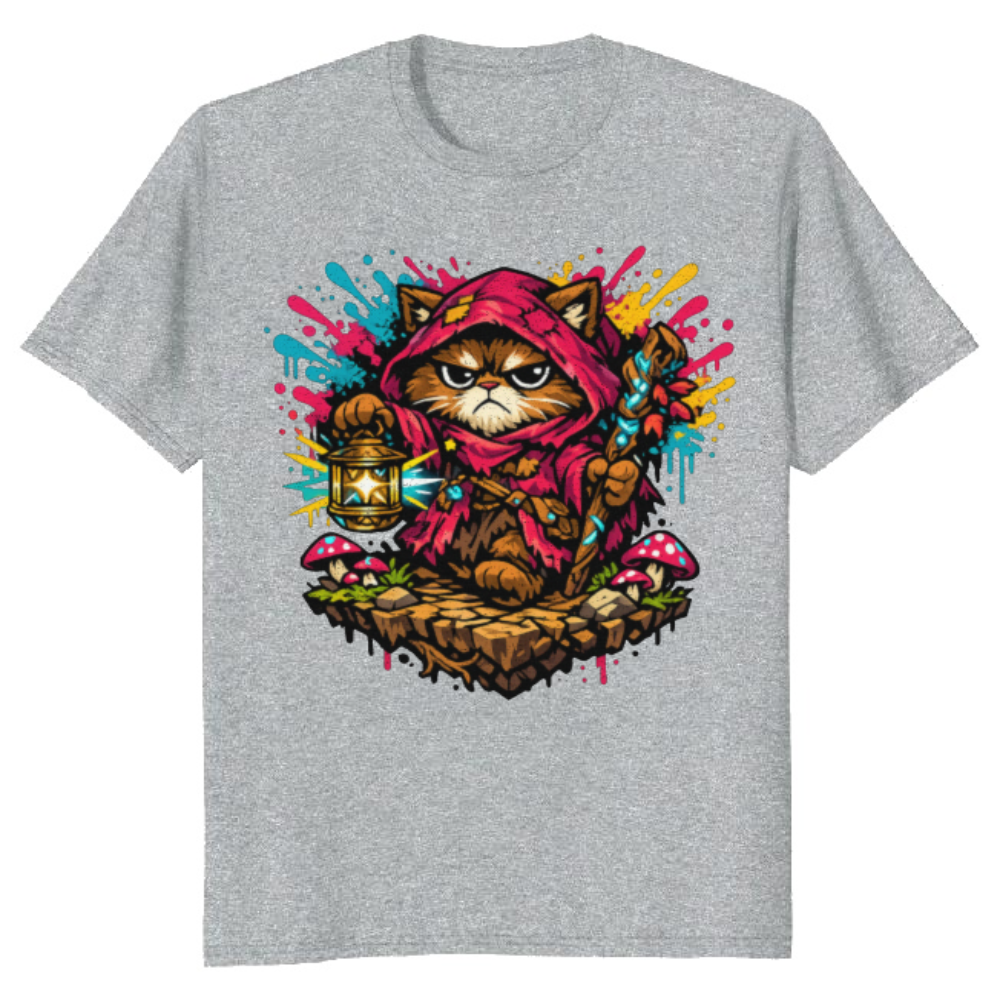 Grumpy Cat Hermit Neon Cottagecore T-Shirt - Cottagecore Streetwear