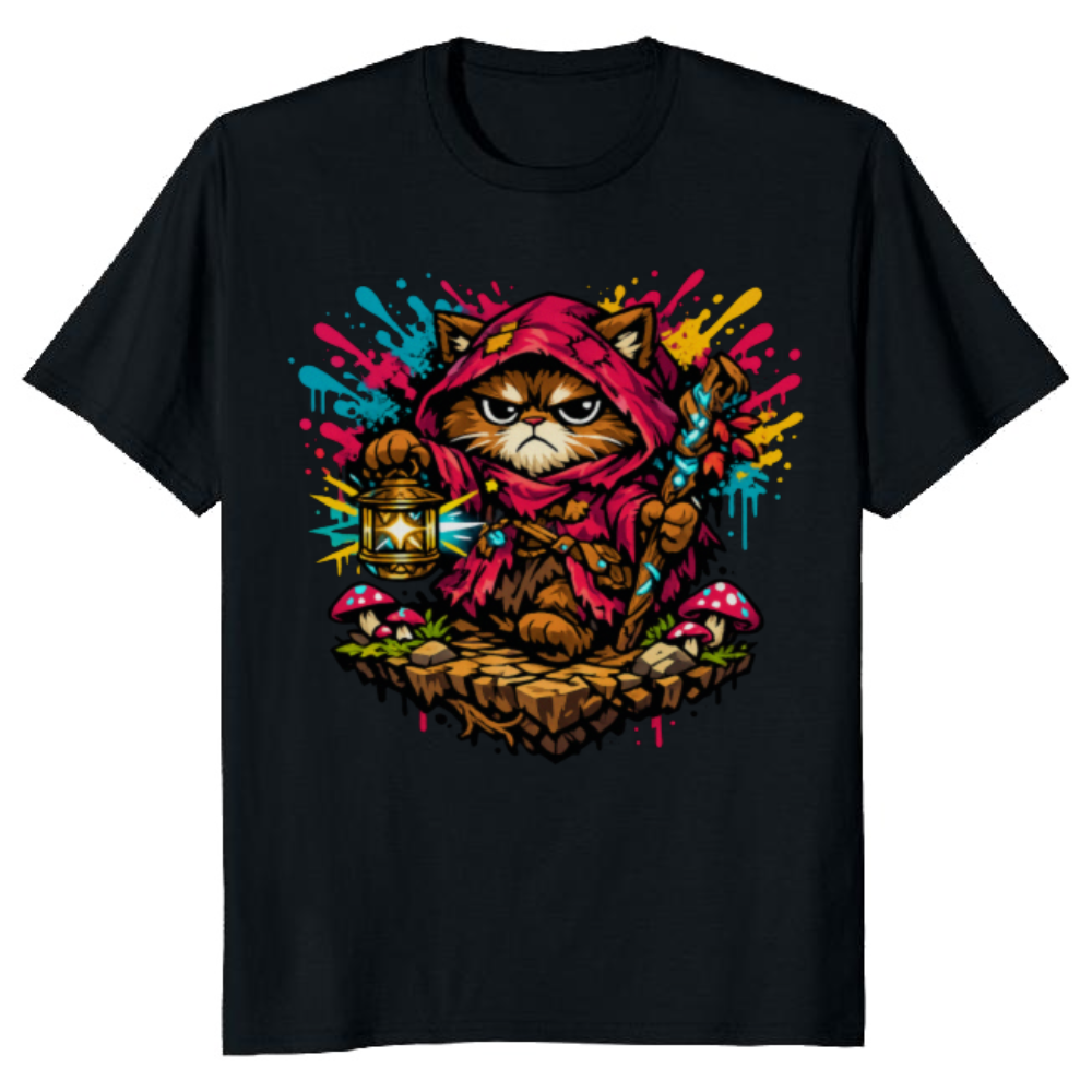 Grumpy Cat Hermit Neon Cottagecore T-Shirt - Cottagecore Streetwear