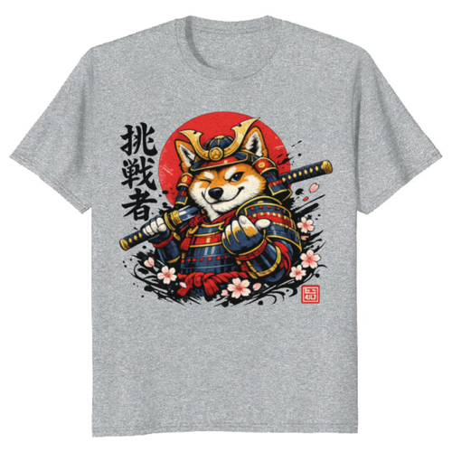 Cartoon Mischievous Shiba Ronin Character Graphic T-Shirt