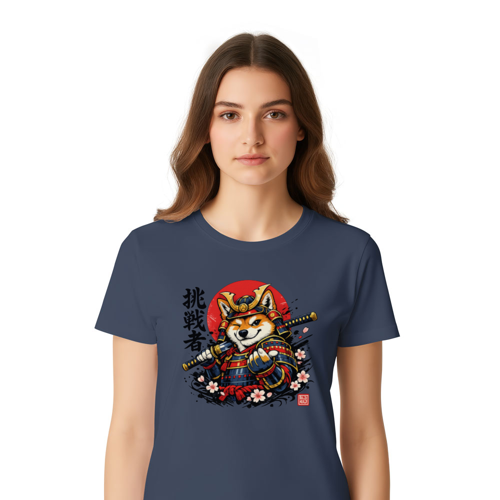 Cartoon Cheeky Ronin Shiba Illustration Graphic T-Shirt