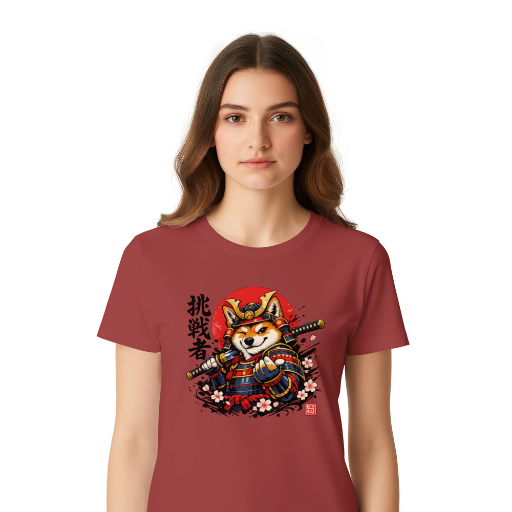 Cartoon Cheeky Ronin Shiba Illustration Graphic T-Shirt