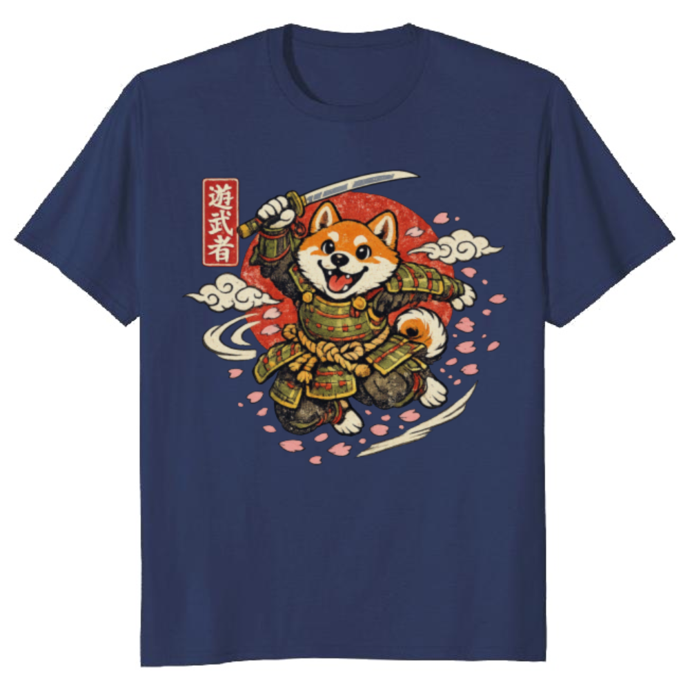 Shiba Samurai T-Shirt - Gift for Dog Lovers and Anime Fans