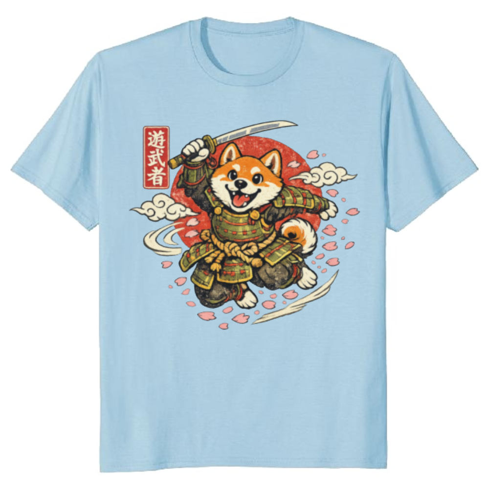 Shiba Samurai T-Shirt - Gift for Dog Lovers and Anime Fans
