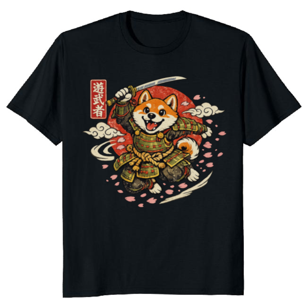 Shiba Samurai T-Shirt - Gift for Dog Lovers and Anime Fans