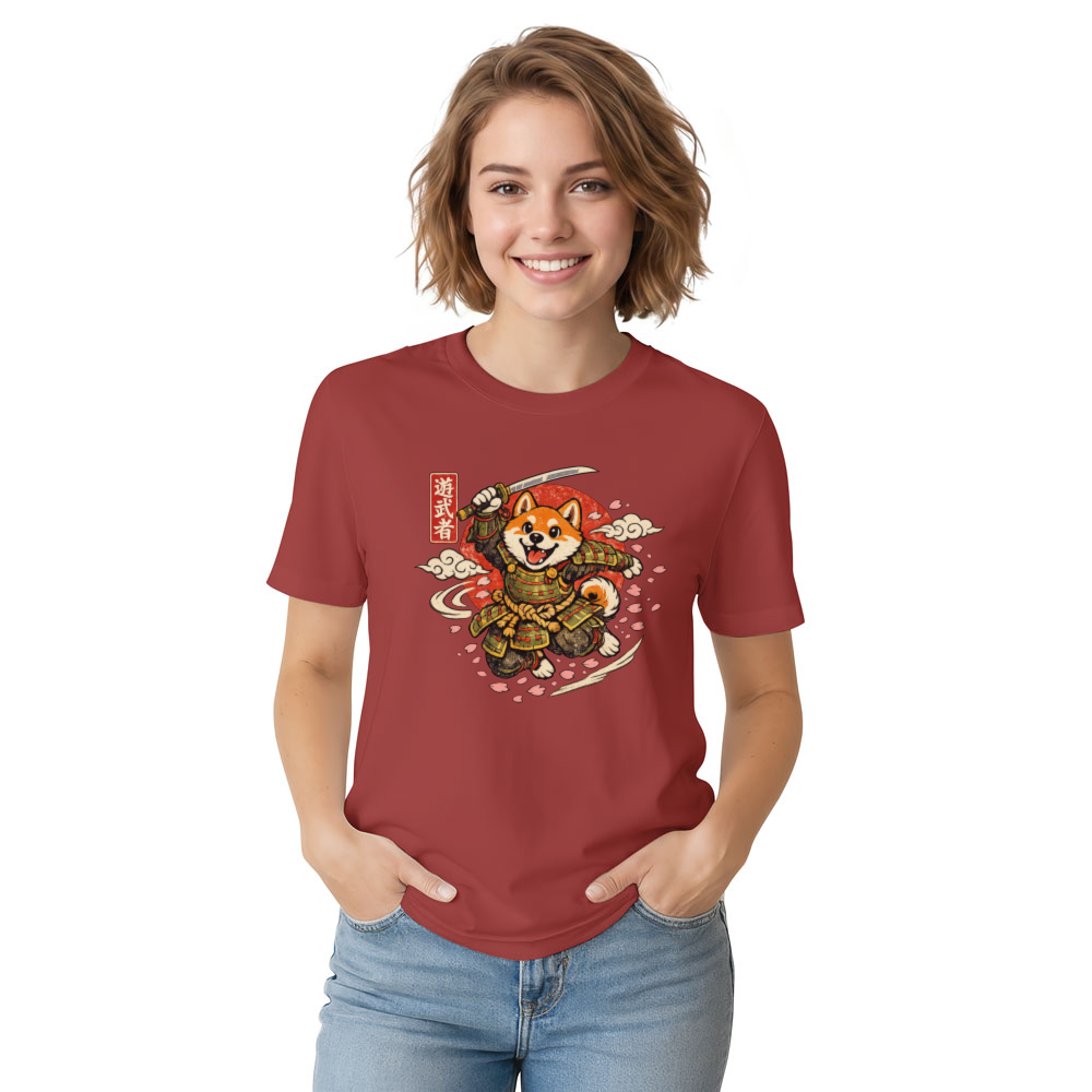 Kawaii Shiba Samurai Among Sakura Blossoms Graphic T-Shirt