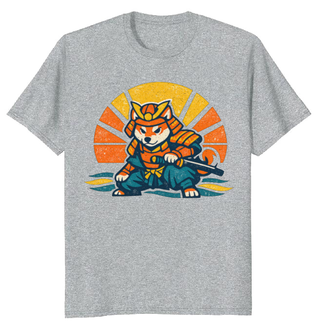 Shiba Samurai Retro Sunset T-Shirt - Dog Lovers And Anime Fans
