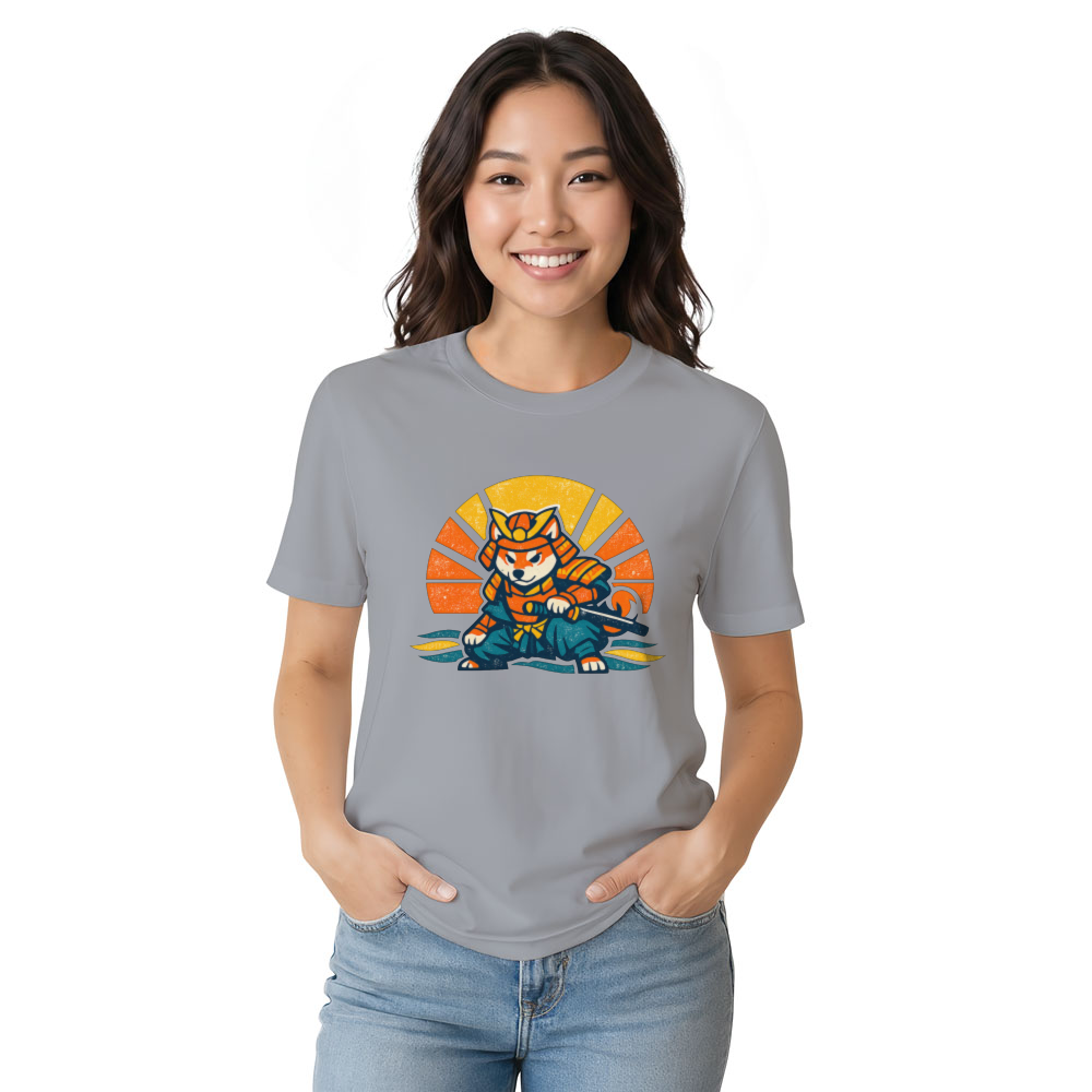 Shiba Samurai Retro Sunset T-Shirt - Dog Lovers And Anime Fans