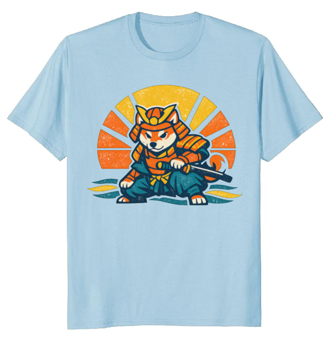 Shiba Samurai Retro Sunset T-Shirt - Dog Lovers And Anime Fans