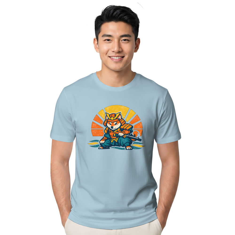 Shiba Samurai Retro Sunset T-Shirt - Dog Lovers And Anime Fans