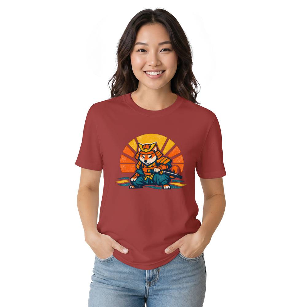 Shiba Samurai Retro Sunset T-Shirt - Dog Lovers And Anime Fans