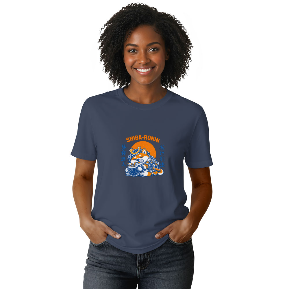 Vintage Shiba Inu Ronin Resting on a Day Off Illustration T-Shirt