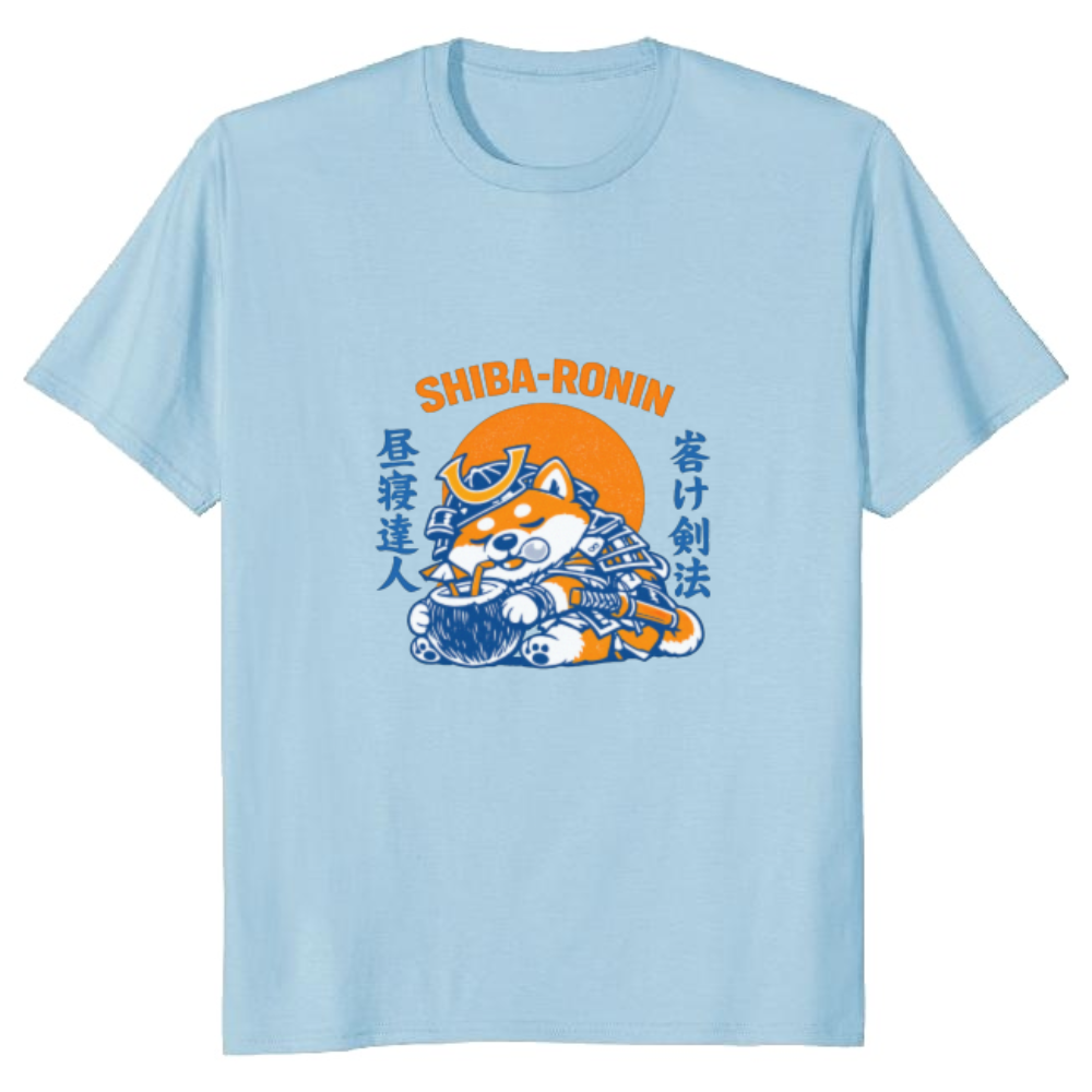 Lazy Shiba Samurai T-Shirt - Gift for Dog Lovers