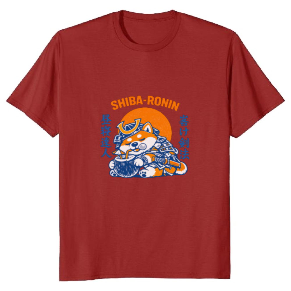 Lazy Shiba Samurai T-Shirt - Gift for Dog Lovers