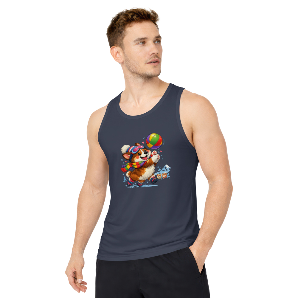 Teamwork Makes The Snow Work Playful Sporty Corgi Illustration Tank Top