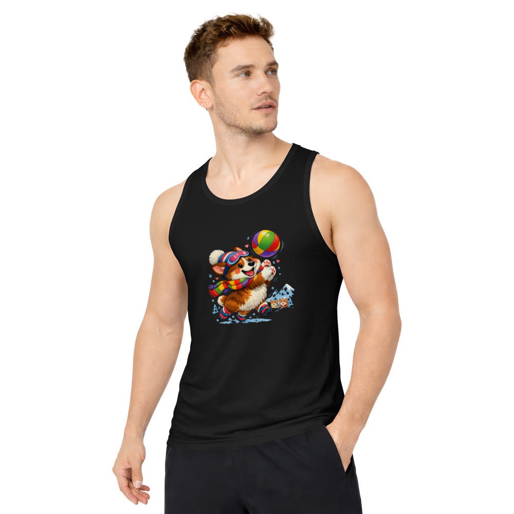 Teamwork Makes The Snow Work Playful Sporty Corgi Illustration Tank Top