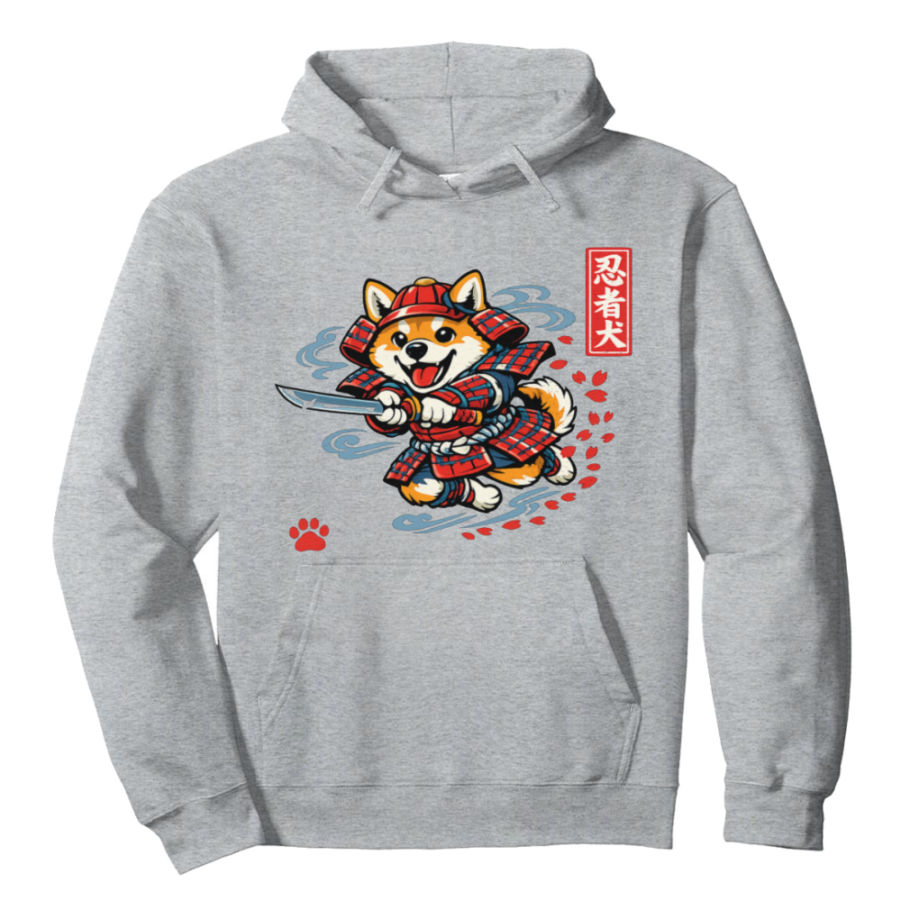 Shiba Samurai Pullover Hoodie - Gift for Shiba Inu and Japanese Art Fans