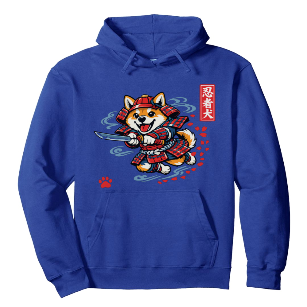 Shiba Samurai Pullover Hoodie - Gift for Shiba Inu and Japanese Art Fans